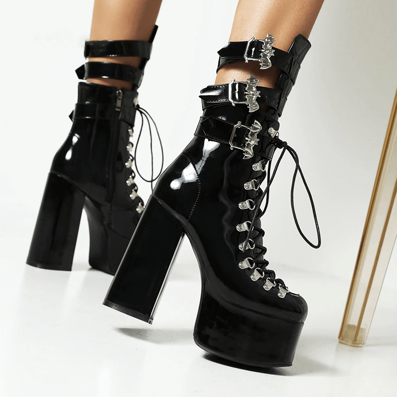 Women's Gothic Platform Boots – PU or Patent, EU 35–46