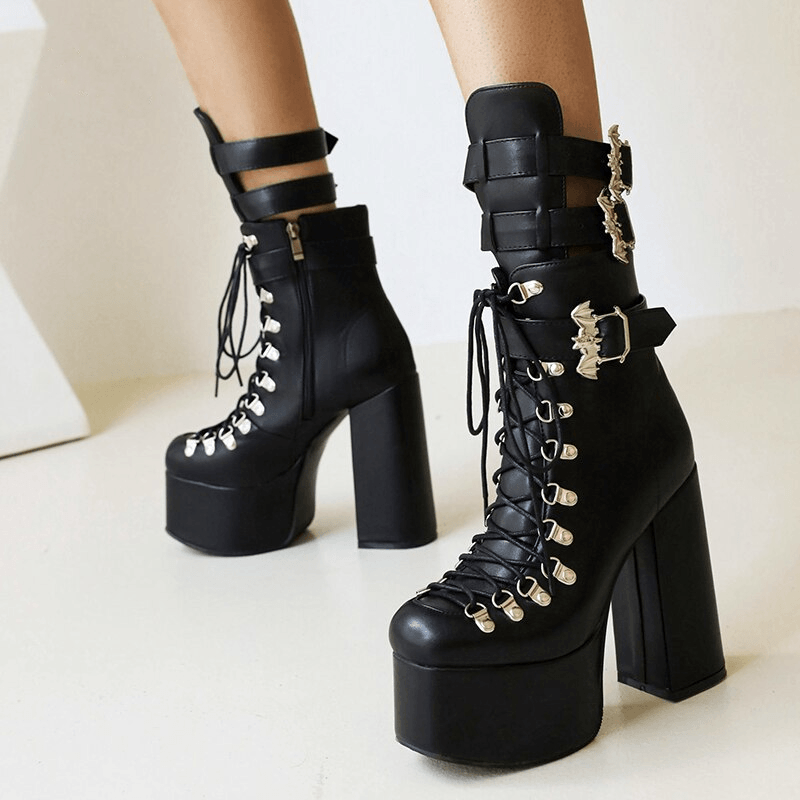 Women's Gothic Platform Boots – PU or Patent, EU 35–46