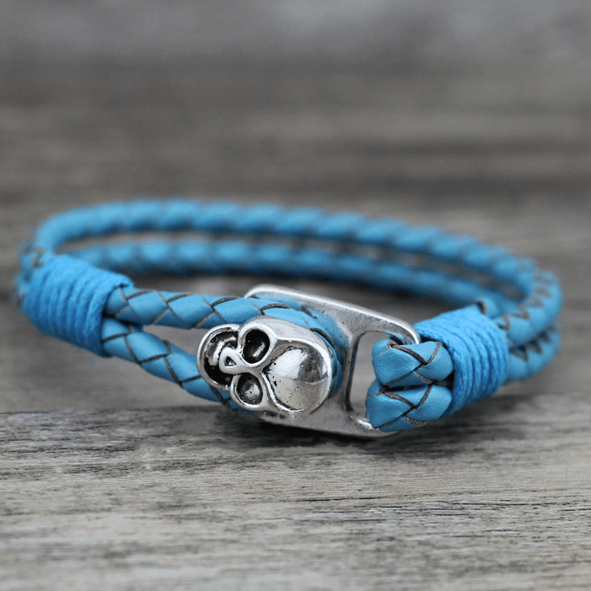 Gothic Genuine Leather Skull Bracelet – 8 Colours