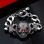 Men's Gothic Red-Eye Skull Bracelet – Stainless Steel