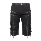 Men's Gothic Distressor Cargo Shorts with Buckle & Zip Details