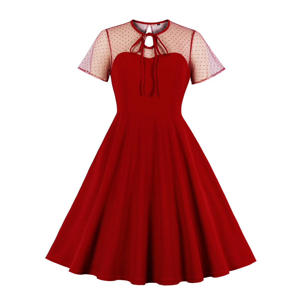 Women's Sweetheart Retro Dress – Black & Red, S–4XL