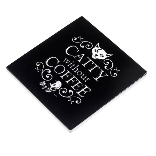 Catty Without Coffee Ceramic Coaster – 9.3 cm