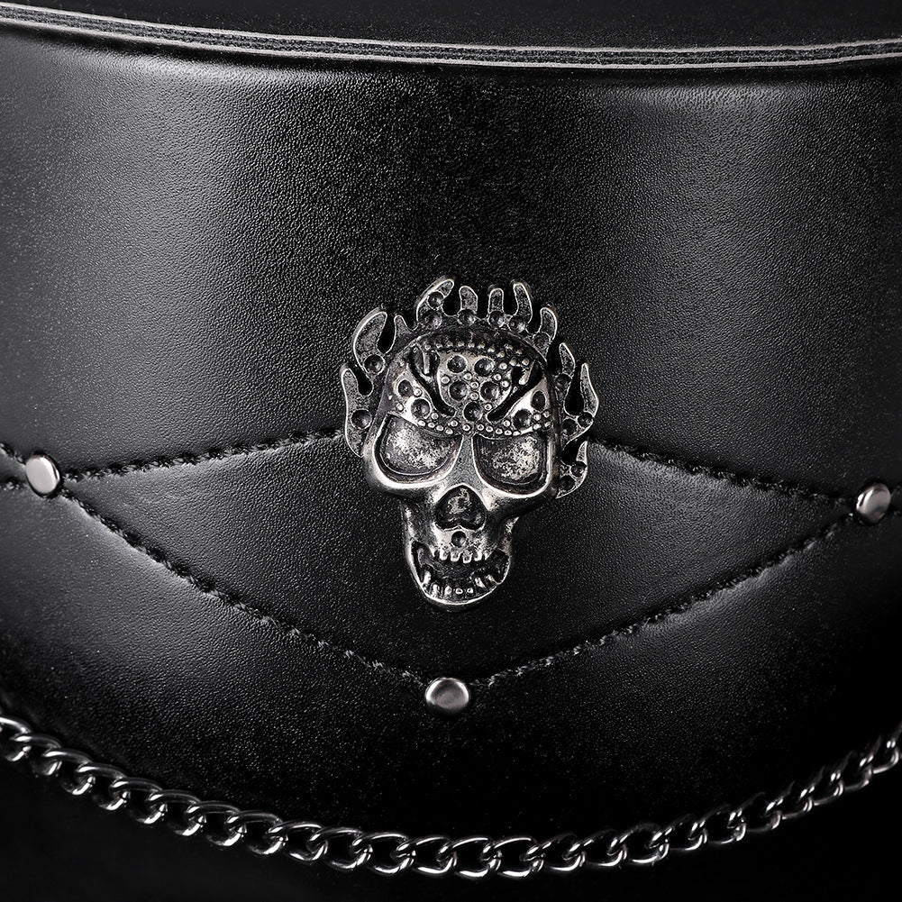 Gothic Occult Plague Doctor Top Hat – Skull & Chain Detail