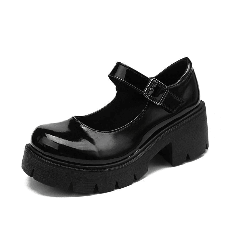 Women's Chunky Mary Jane Shoes – PU Leather