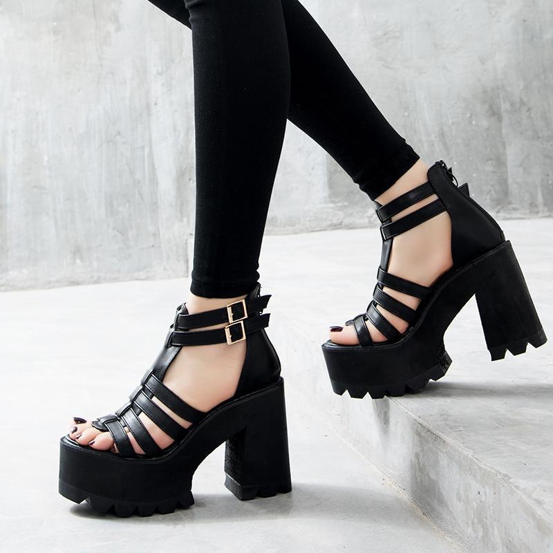 Women's Gothic PU Platform Shoes – US 4.5–8.5