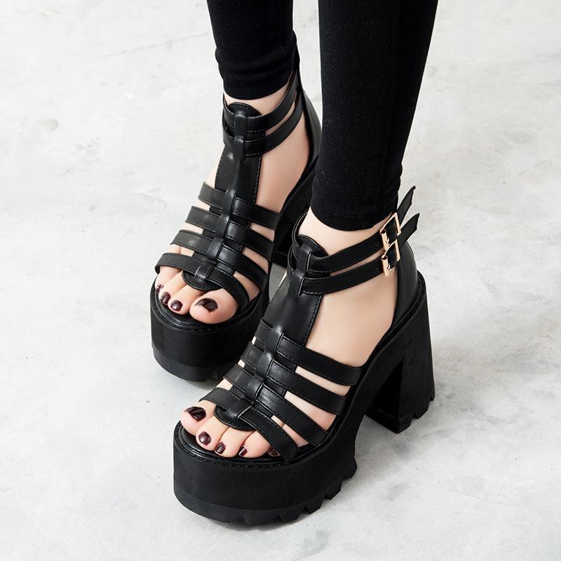 Women's Gothic PU Platform Shoes – US 4.5–8.5