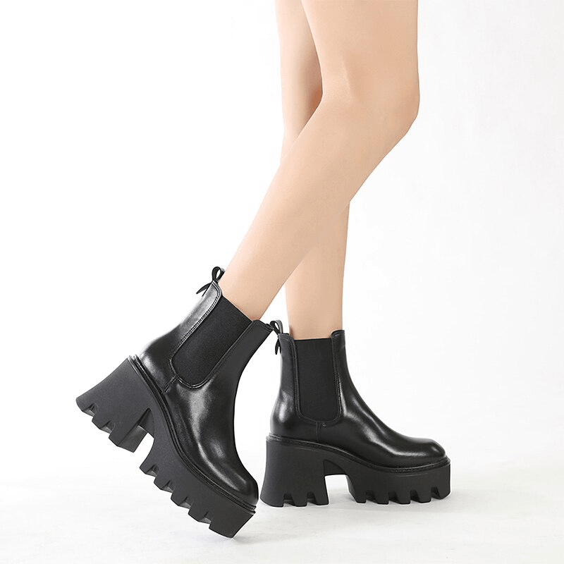 Women's Gothic Coffin Boots – PU Leather