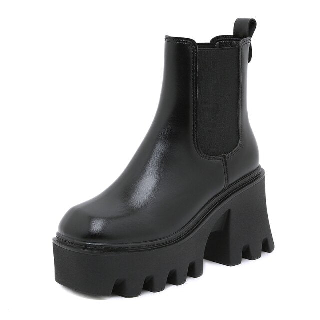 Women's Gothic Coffin Boots – PU Leather