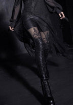 Women's Black Corset-Lace Gothic Leggings – XS–4XL