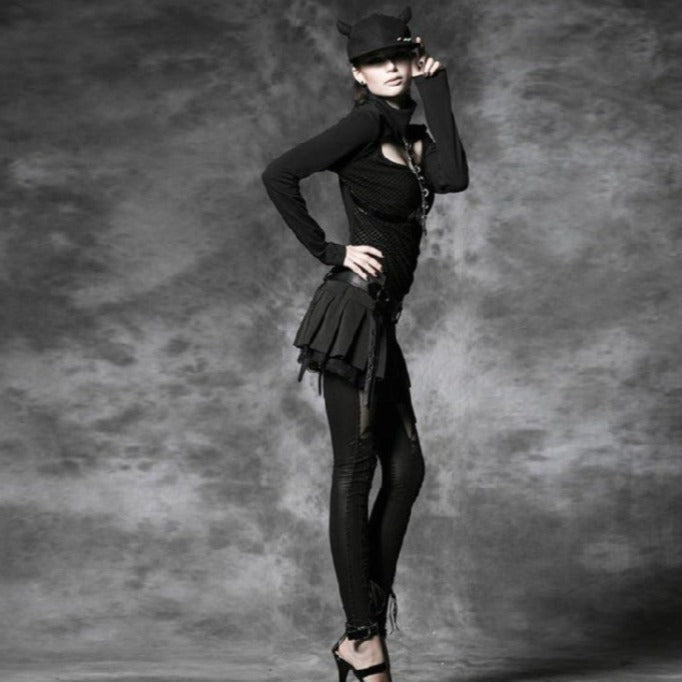 Women's Black Corset-Lace Gothic Leggings – XS–4XL