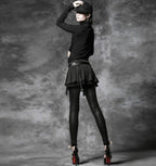 Women's Black Corset-Lace Gothic Leggings – XS–4XL