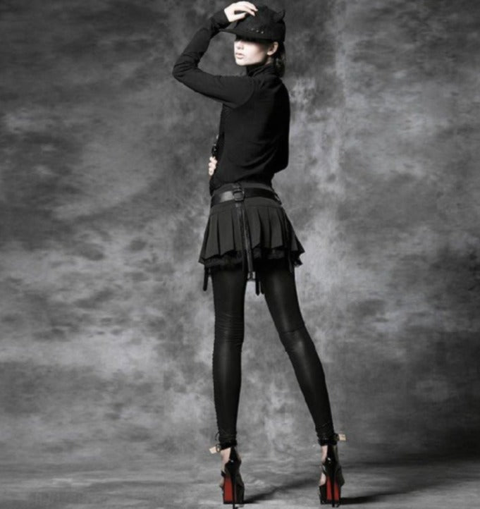 Women's Black Corset-Lace Gothic Leggings – XS–4XL