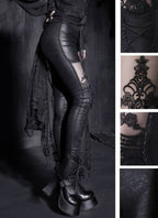 Women's Black Corset-Lace Gothic Leggings – XS–4XL