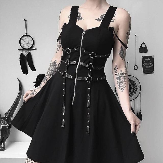 Women's Black Dark Side Gothic Dress – S–L