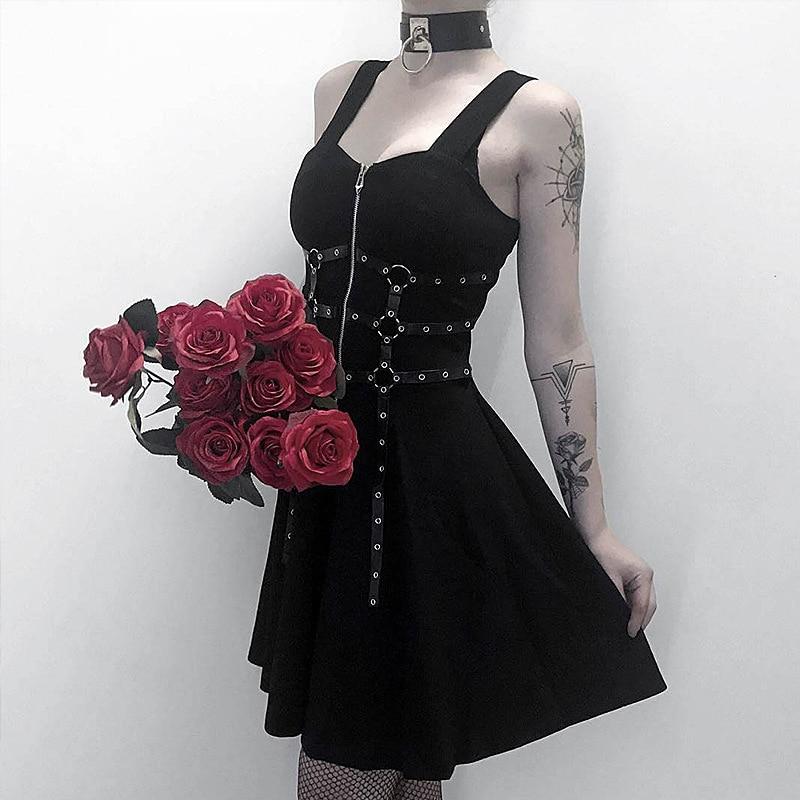 Women's Black Dark Side Gothic Dress – S–L