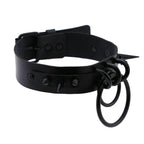 Black Darkness PU Leather Choker – Adjustable 30–39cm