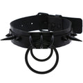 Black Darkness PU Leather Choker – Adjustable 30–39cm
