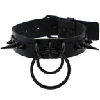 Black Darkness PU Leather Choker – Adjustable 30–39cm