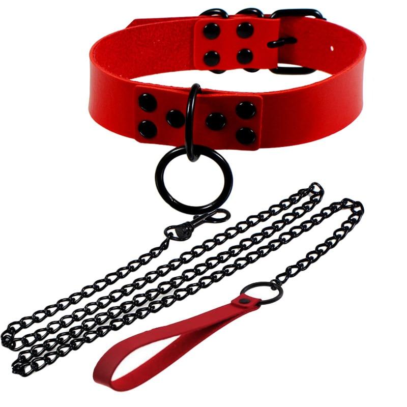 Darkside PU Leather Choker – Black & Red