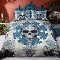 Blue Day of the Dead Skull Duvet Cover Set