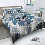 Blue Day of the Dead Skull Duvet Cover Set