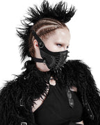 Black Gothic Industrial Faux Leather Mask – Spikes & Lacing