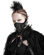 Black Gothic Industrial Faux Leather Mask – Spikes & Lacing