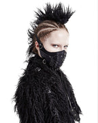 Black Gothic Industrial Faux Leather Mask – Spikes & Lacing