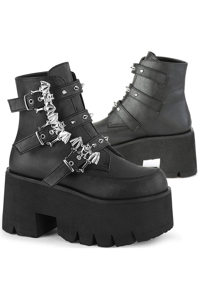 Women's Bat Buckle Platform Ankle Boots – Vegan Faux Leather