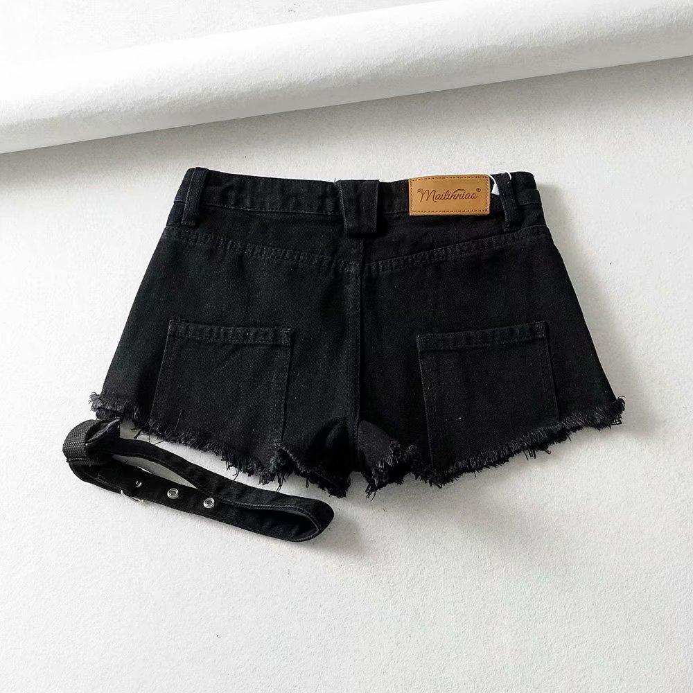 Women's Black Denim Gothic Shorts
