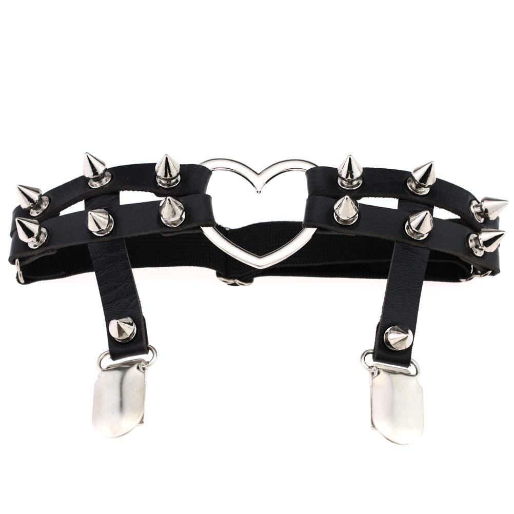 Gothic Devil Heart Faux Leather Garter