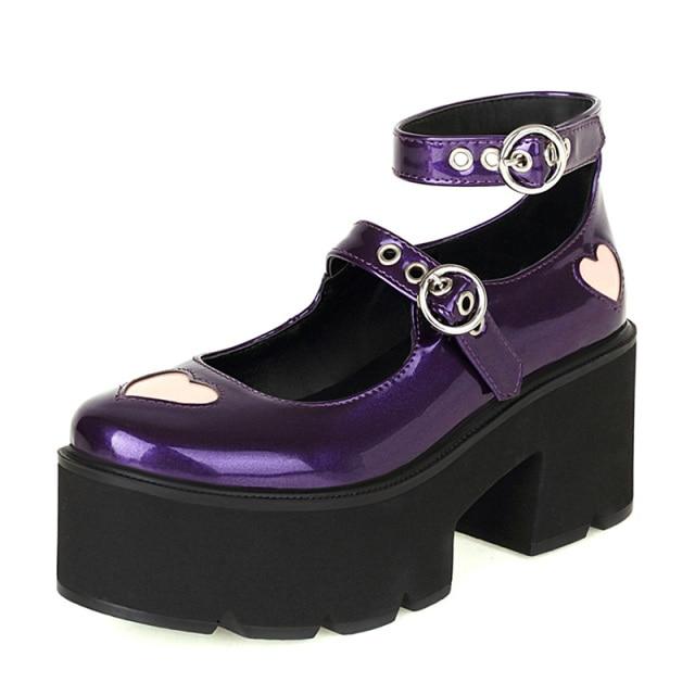 Women's Gothic Devil Heart Boots – Black or Purple