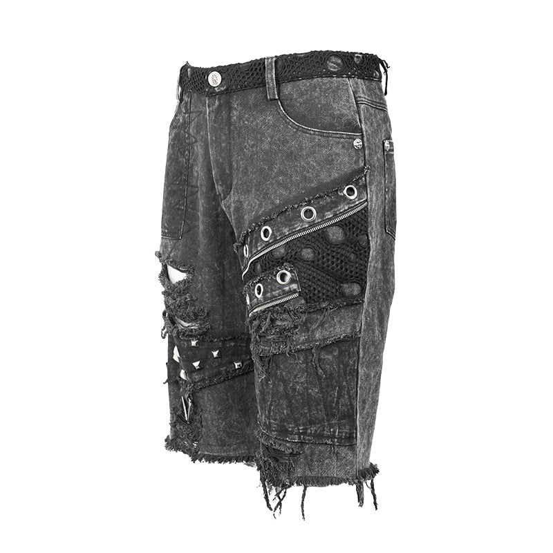 Men's Black Stonewash Gothic Cargo Shorts