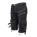 Men's Gothic Distressor Cargo Shorts with Buckle & Zip Details