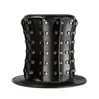 Gothic Steampunk Top Hat – Faux Leather with Gold Rivets