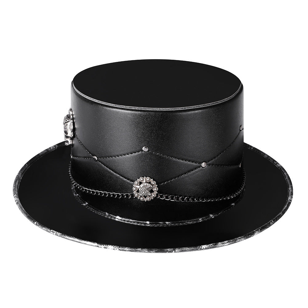 Gothic Occult Plague Doctor Top Hat – Skull & Chain Detail