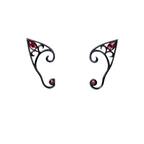 Elven Ear Wrap – Black or Pewter with Red Crystals