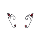 Elven Ear Wrap – Black or Pewter with Red Crystals