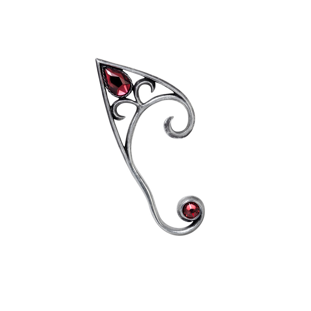 Elven Ear Wrap – Black or Pewter with Red Crystals