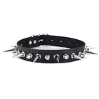 Black Emo Spike Faux Leather Choker