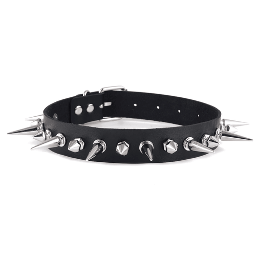 Black Emo Spike Faux Leather Choker