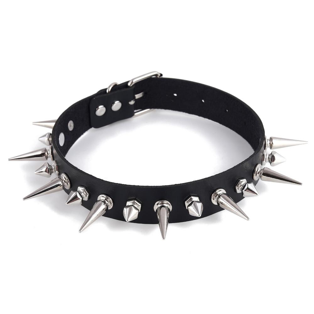 Black Emo Spike Faux Leather Choker