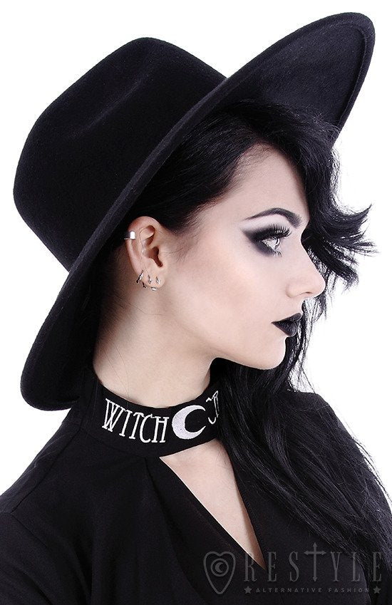 Black Gothic Wide-Brim Witch Hat – 57 & 58cm
