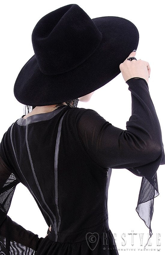 Black Gothic Wide-Brim Witch Hat – 57 & 58cm