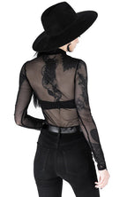 Women's Black Moon Child Mesh Bodysuit – XS–3XL