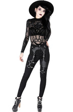Women's Black Moon Child Mesh Bodysuit – XS–3XL