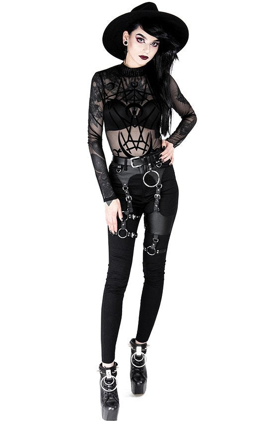 Women's Black Moon Child Mesh Bodysuit – XS–3XL