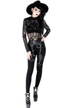 Women's Black Moon Child Mesh Bodysuit – XS–3XL