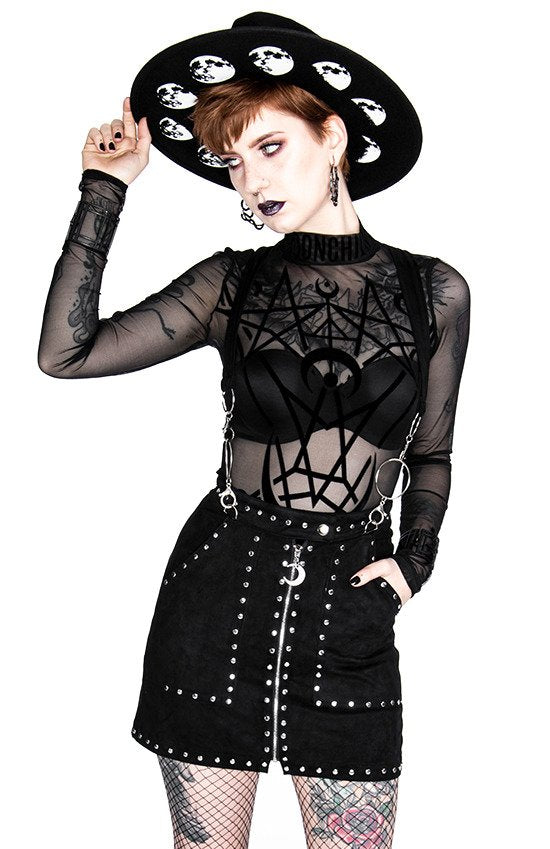 Women's Black Moon Child Mesh Bodysuit – XS–3XL